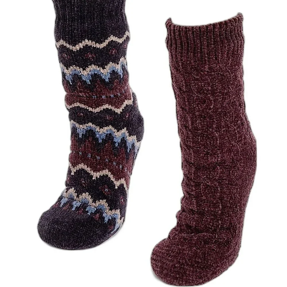 MUK LUKS Women's 2 Pack Lined Socks Faux Fur SIZE 5-7 Purple NEW